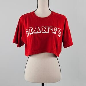 Champion Vintage 1970s Giants Crop Top Red T-Shirt | Women's Large